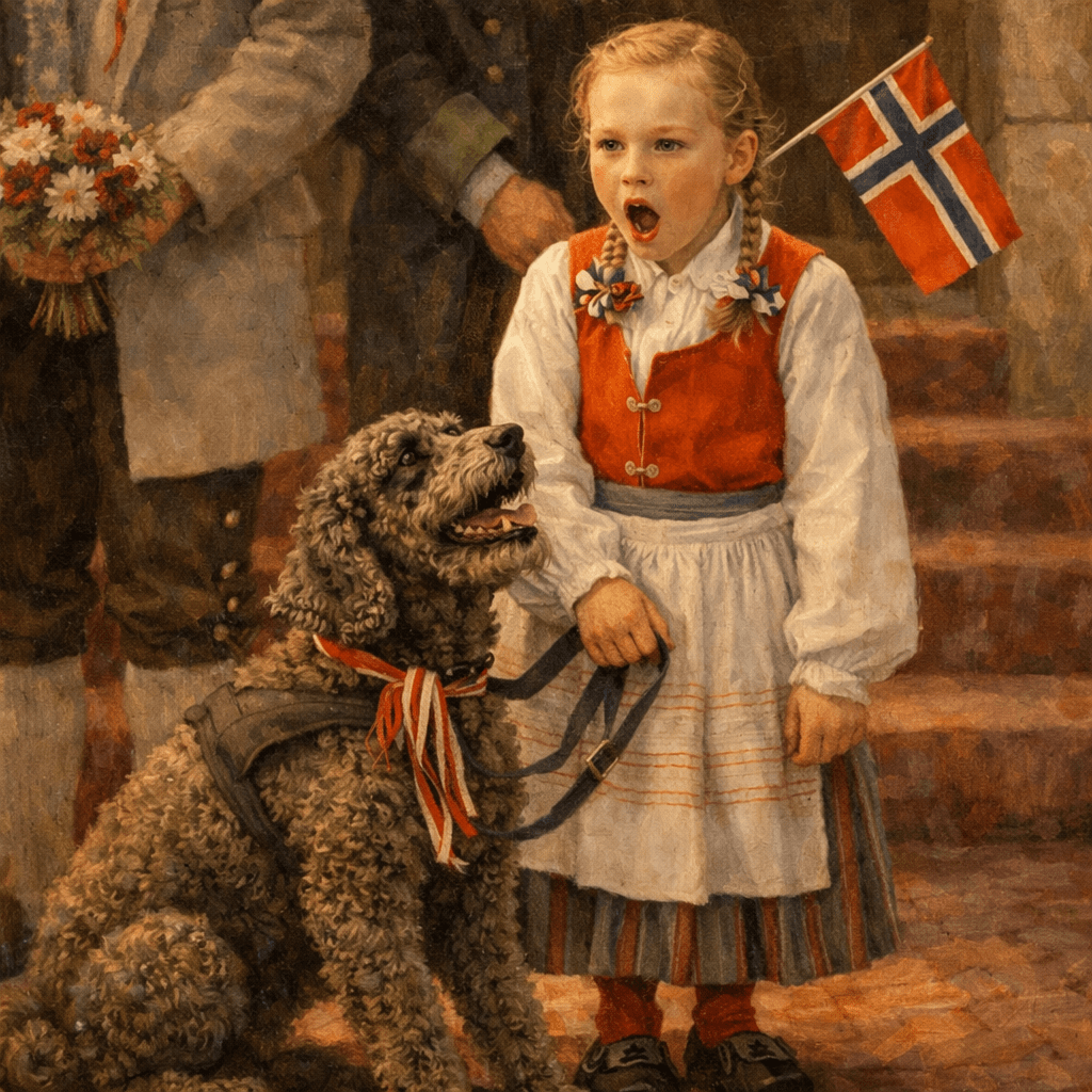 Норвежкото кралско семейство с Milly Kakao и кученцата